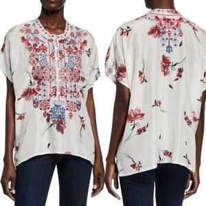 Johnny Was Idalina 100% Silk Embroidered Tunic